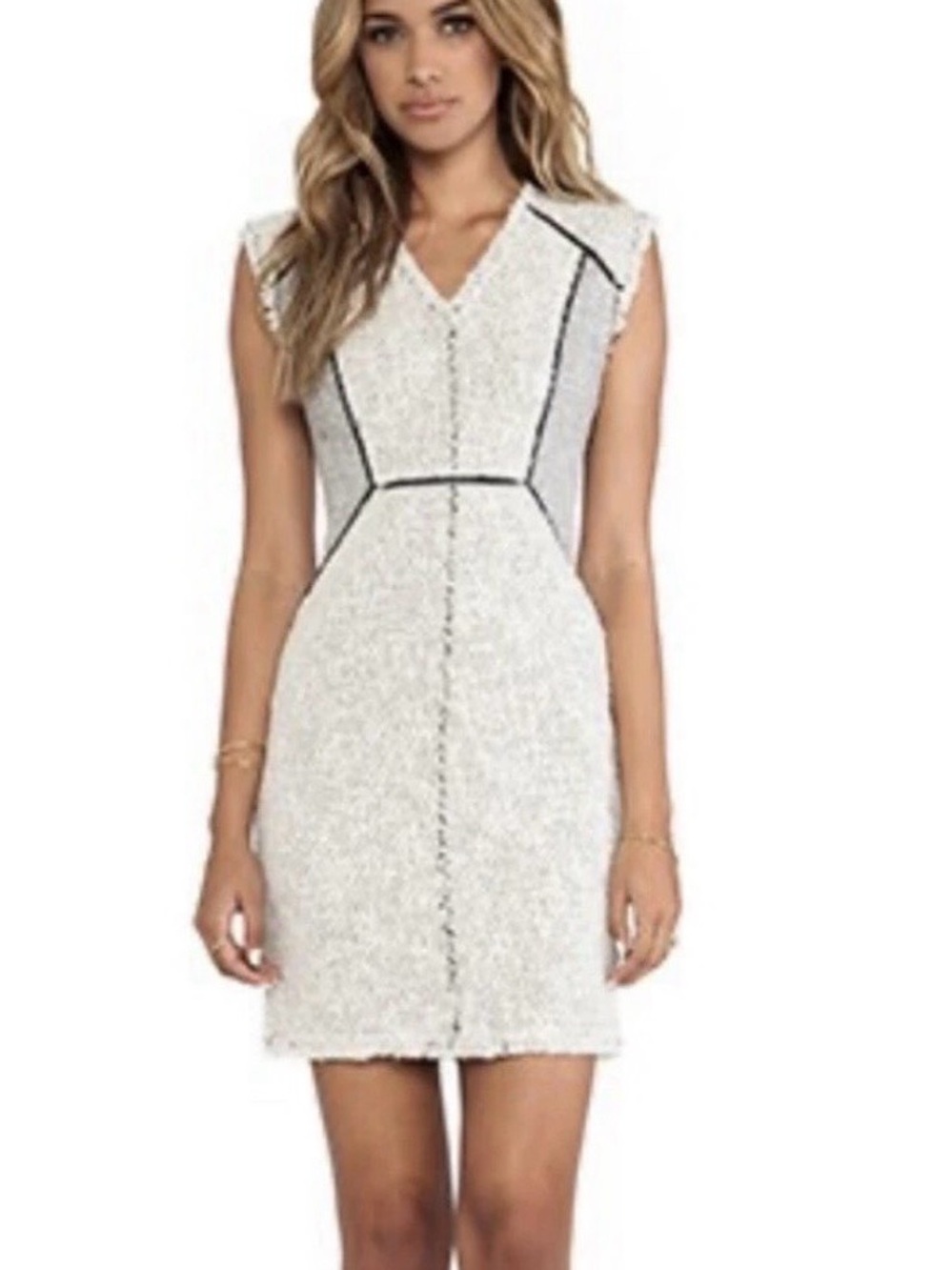 Rebecca Taylor Cream & Gray Tweed Sheath Dress size 8